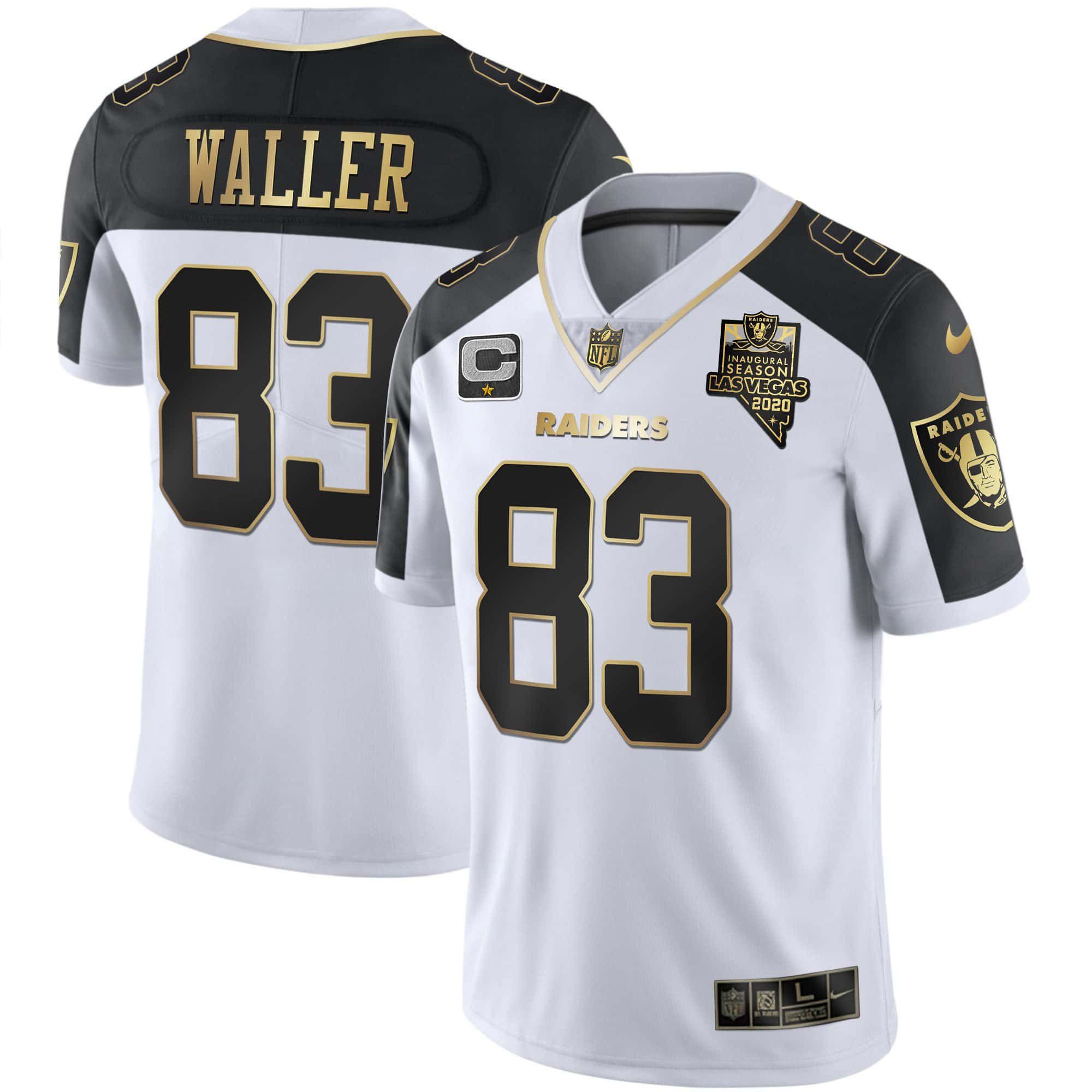 Men Oakland Raiders 83 Waller 2024 Nike Vapor White Gold & Black Inverted Limited NFL Jersey